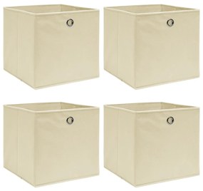 vidaXL Caixas de arrumação 4 pcs 32x32x32 cm tecido creme