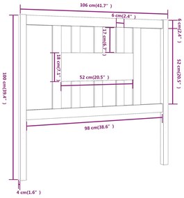 Cabeceira de cama 106x4x100 cm pinho maciço cinzento