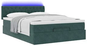 Estrutura de cama otomana com colchão 140x200 cm verde escuro