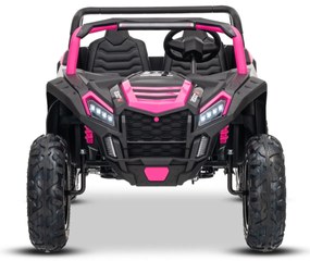 Carro elétrico para crianças UTV XXL 24V 2 Lugares em couro, travão de discos, luzes LED, rodas de borracha insufláveis com suspensão traseira, leitor