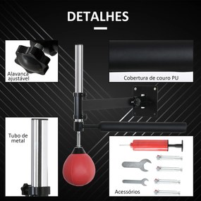 HOMCOM Punching Ball de Boxe Montado na Parede Altura Ajustável com Ba