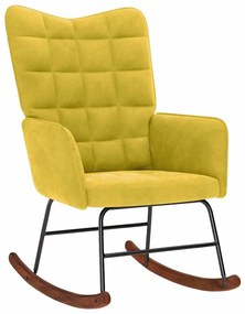 Cadeira de baloiço veludo amarelo