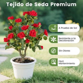Plantas artificiais decorativas de 80 cm (VASOS NÃO INCLUIDOS), 2 ramos de rosas de seda com suportes, 186 folhas e 18 flores, para interior e exterio