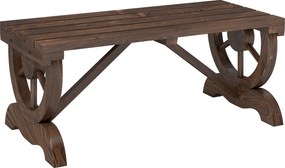 Outsunny Banco de Jardim de 2 Lugares Banco de Madeira com Rodas Decorativas Rústico Capacidade 250 kg 98x50x39,5 cm Castanho Rústico | Aosom Portugal