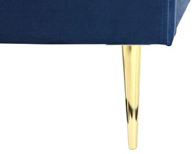 Cama de casal em veludo azul marinho 180 x 200 cm FLAYAT Beliani