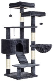 Árvore para gatos com várias plataformas e casinha | FEANDREA | 50 x 45 x 142 cm | cinzento | PCT160G01.