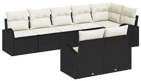 Conjunto de Sofá de Jardim vidaXL de 8 Peças com Almofadas Preto Rattan Poliéster