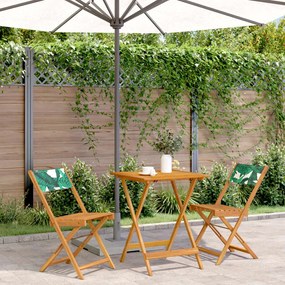 vidaXL 3 pcs conjunto de bistrô tecido/madeira maciça padrão folhas