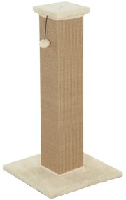 PawHut Poste Arranhador para Gatos Altura 81 cm Arranhador para Gatos com Poste de Sisal e Bola Suspensa 41x41x81 cm Bege