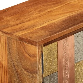 Móvel de TV com portas 112x30x40 cm acácia maciça e metal