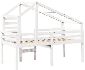 Cama alta com telhado 90x200 cm pinho maciço branco