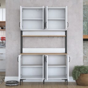 Armário Alto de Cozinha "Stella" - 120 x 198,6 x 40 cm - Nogueira e Br