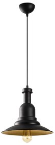 Candeeiro de Teto Saglam – Preto e Dourado – 33 cm de Diâmetro x 126 c