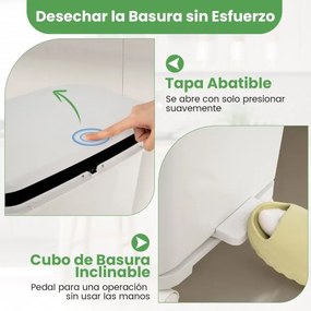 Caixote do lixo de 36 L com 2 cubos e autocolantes para classificação do lixo Contentor de resíduos com rodas universais Branco