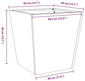 Vaso/floreira de jardim 40x40x40 cm aço verde azeitona