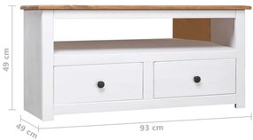 Móvel canto TV 93x49x49 cm madeira pinho maciça Panama branco