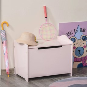 Caixa de brinquedos tipo baú de arrumação, dim. 60 x 40 x 48 cm, com amortecedor pneumático, em MDF rosa