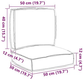 Conjunto de Almofadas de Palete 2 Peças Creme Tecido Oxford