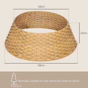 Saia para Árvore de Natal Rústica com Design Entrançado e Cobre-pé Ø68x22 cm Natural