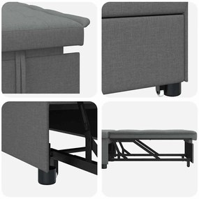 Sofá-Cama 3 em 1 - Design Retrátil, Tecido Cinza Escuro