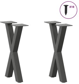 Pés para mesa de centro em formato de X, 2 peças, antracite, 28x(42-43