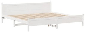 Cama sem colchão 180x200 cm madeira de pinho maciça branco