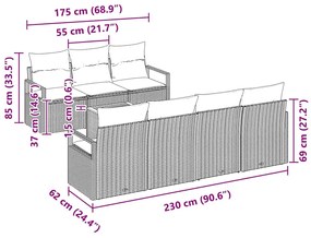 Conjunto de Sofá de Jardim 8 pcs Bege, cinza claro Médio Vime