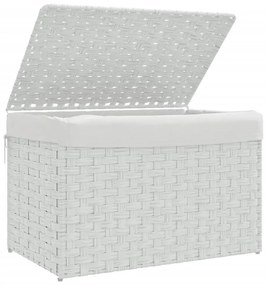 Cesto para roupa suja com tampa 55,5x35x34 cm vime PE branco