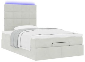 Estrutura de cama otomana com colchões cinza claro Veludo