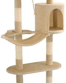 Árvore para gatos de parede c/ arranhadores sisal 194 cm bege