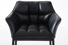Banco de bar Damaso em couro sintético com estrutura preta 64 x 110 x 48 cm Preto