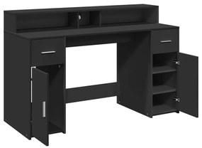 Secretária c/ luzes LED 140x55x91 cm derivados de madeira preto