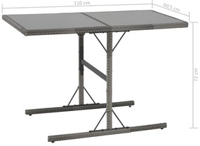 Conjunto jantar p/ exterior com almofadões 7 pcs vime cinzento