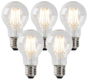 Conjunto de 5 lâmpadas LED reguláveis E27 vidro transparente 4W 320lm 2200K