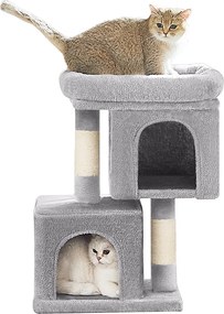 Arranhador para gatos grandes até 3 kg 40 x 30 x 67 cm cinzento claro