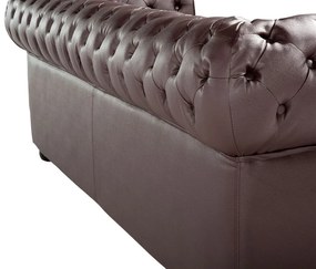 Sofá de 3 lugares em pele castanha CHESTERFIELD Beliani