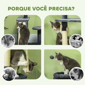 PawHut Arranhador para Gatos 134 cm Torre de Arranhar para Gatos com C