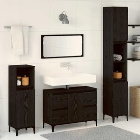vidaXL Conjunto de Móveis para Banheiro 3 pcs Preto 30 x 30 x 180 cm