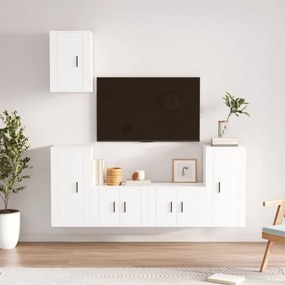 vidaXL Conjunto móveis de TV 5 pcs madeira processada branco