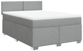 Cama com molas/colchão 140x200 cm tecido cinzento-claro