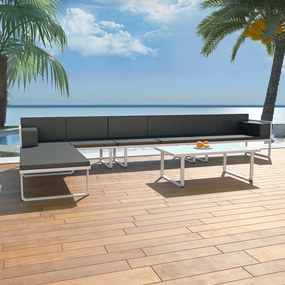 vidaXL 5 pcs conjunto lounge para jardim textilene e alumínio preto