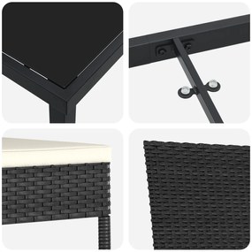 Conjunto de Jantar de 7 Peças para o Jardim Preto Polirattan