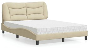 Cama com colchão 120x200 cm tecido cor creme