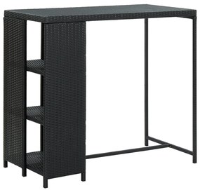 5 pcs conjunto de bar p/ jardim c/ almofadões vime PE preto