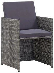 9 pcs conjunto jantar exterior c/ almofadões vime PE antracite