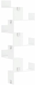 Estante de parede p/ canto 45x45x147 cm deriv. madeira branco