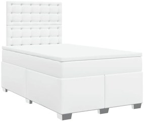 Cama com molas/colchão 120x200 cm couro artificial branco