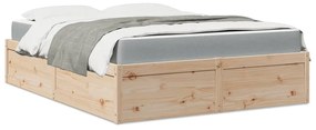 vidaXL Cama com colchão 160x200 cm madeira de pinho maciça