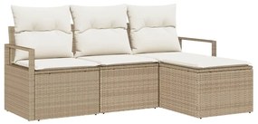 Conjunto de Sofá Modular de Jardim com 4 Peças e Almofadas Bege