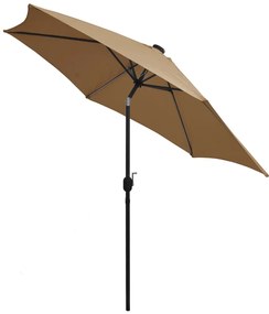 Guarda-sol c/ luzes LED/poste alumínio 300 cm cinza-acastanhado